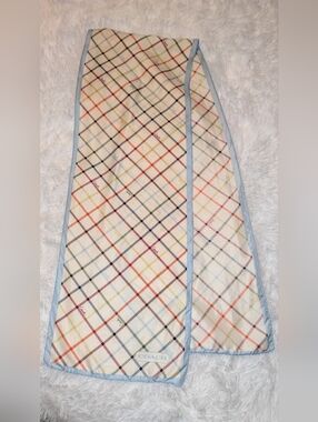 Coach Tattersall Plaid 100% Silk Scarf 10” X 58” GUC